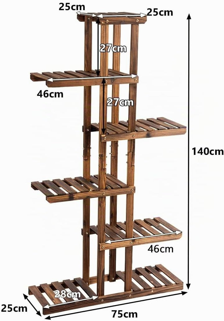 GOPLUS 6 Ebenen Blumenregal, Pflanzenregal Holz Blumentreppe Pflanzenständer Blumenständer draussen