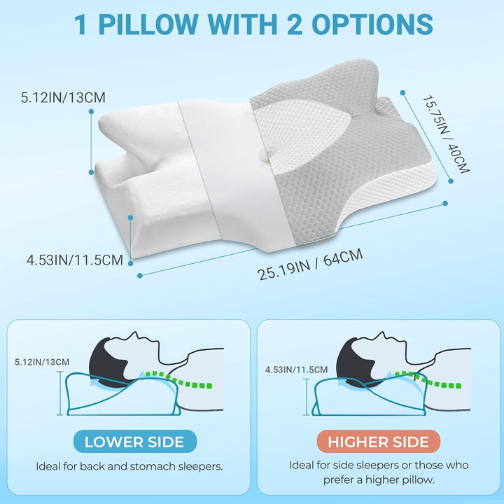 Elviros Orthopädisches Kissen aus Memory Foam, Seitenschläferkissen Nackenstützkissen, Kopfkissen Na