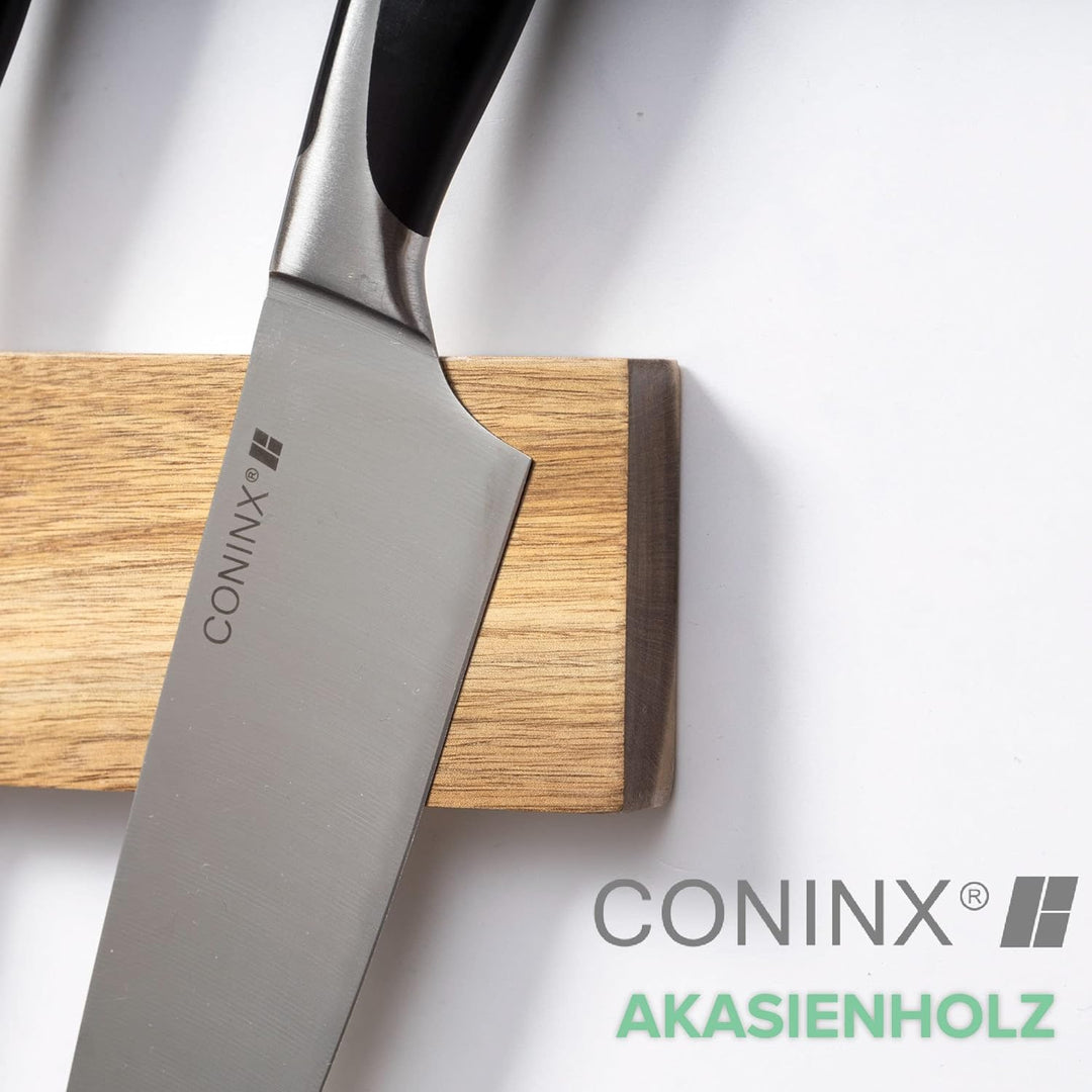 Coninx Magnetleiste Messer - 40 cm Magnet Messerhalter für die Wand - Akazienholz verkleidete Messer