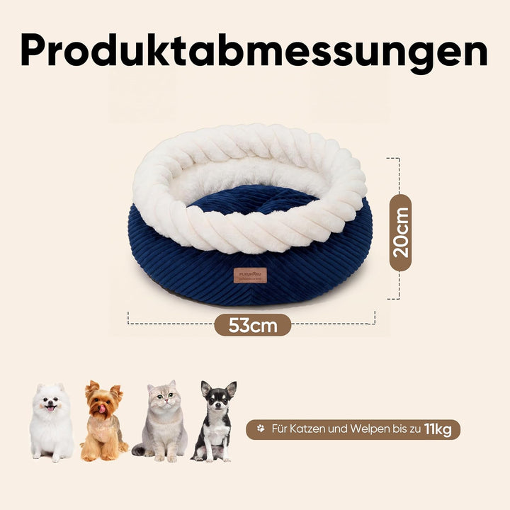 FUKUMARU Katzenbett waschbar Katzen Bettchen, 55x55x21cm Katzenkorb mit erhöhtem Rand, weiches Bett