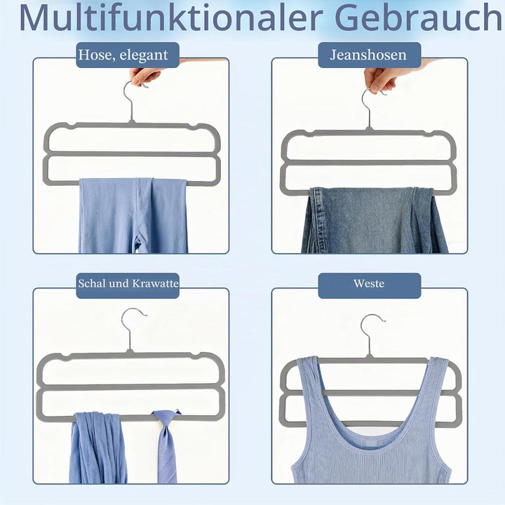 HGYZE Hosenbügel Samt Zweistufig, 10 Stück Samt Kleiderbügel Hosen mit 360° drehbarem Haken, Hosenbü