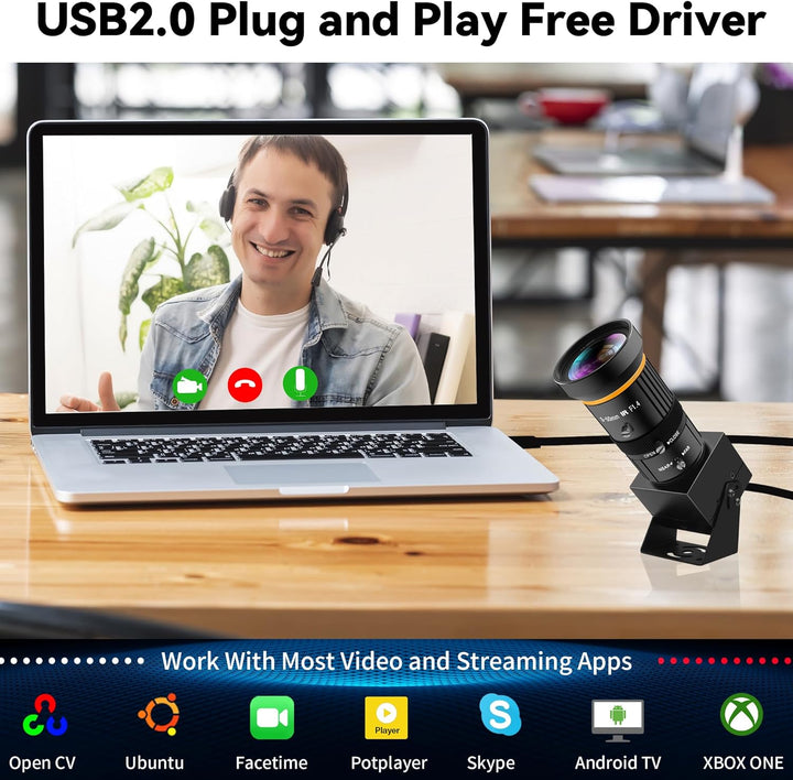 ELP 5 Megapixel USB Kamera 1944P 30fps Farb Industrie Tele Webcam mit CS-Mount 5-50 mm 10-Fach manue