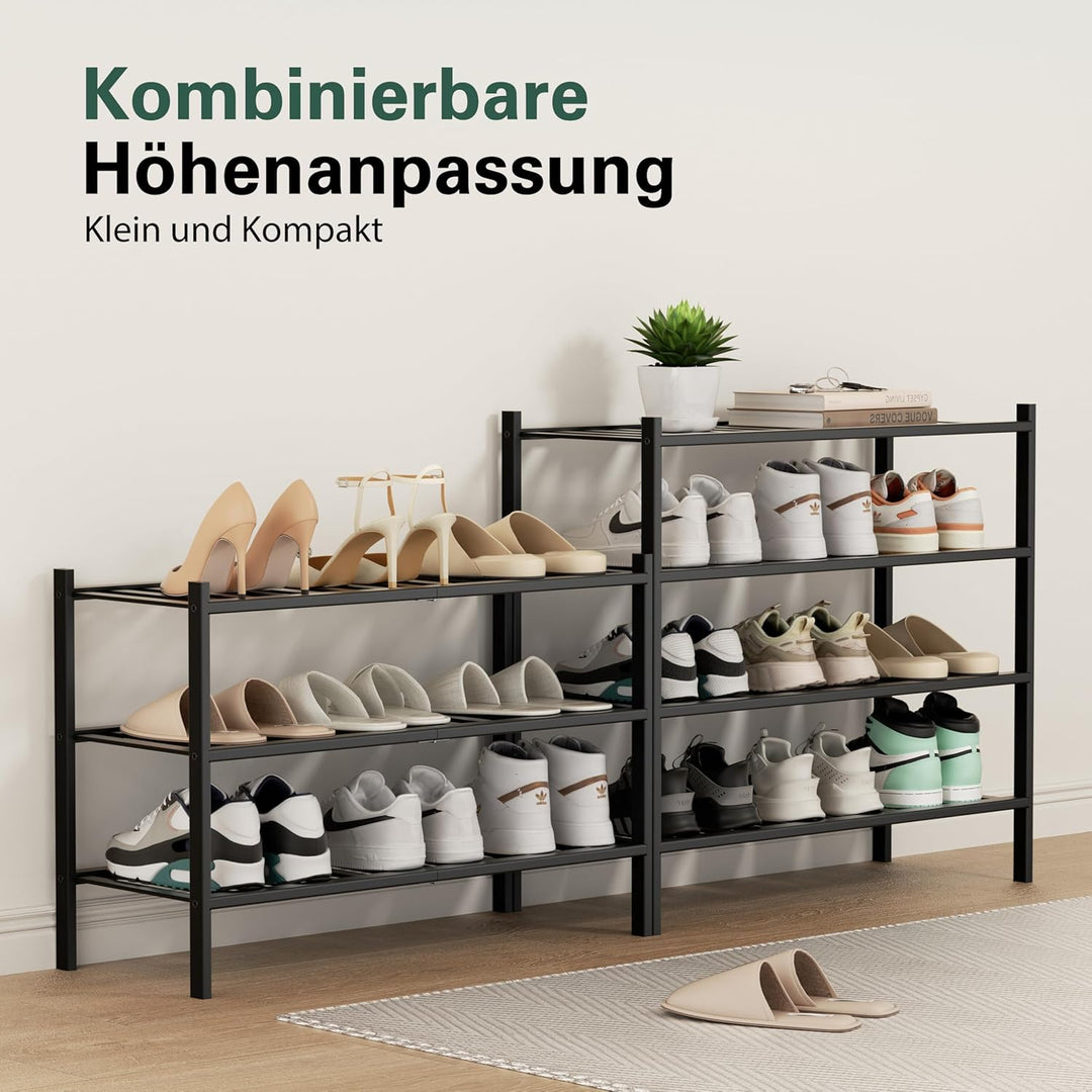 Schuhregal aus Bambus, Schuhablage mit 4 Ebenen, 68 x 28 x 64 cm, Erweiterbar Stapelbar, Schuhschran