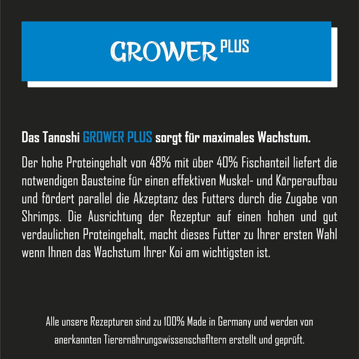 Tanoshi Koifutter - Grower Plus 15 kg 6mm | Schwimmendes Allein-Koifutter für maximales Koi-Wachstum