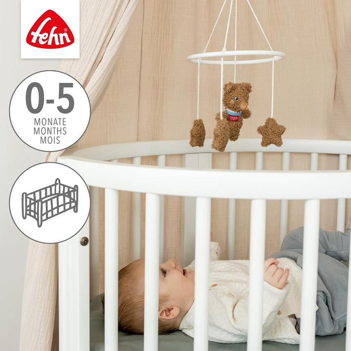 Fehn Deko-Mobile Bär Fred – Baby Mobile mit niedlichen Stoff-Figuren – Einschlafhilfe zur Beruhigung