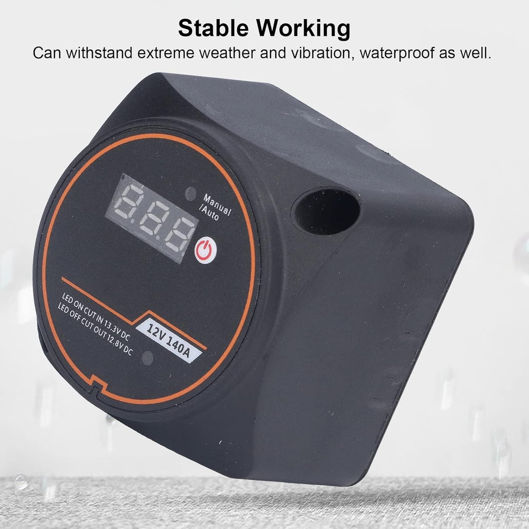 Spannungsempfindliches Relais 12V 140A Doppelbatterierelais Wasserdichte Digitalanzeige Split-Batter