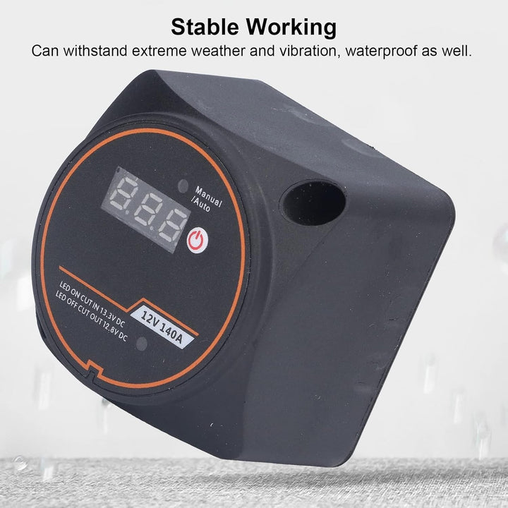 Spannungsempfindliches Relais 12V 140A Doppelbatterierelais Wasserdichte Digitalanzeige Split-Batter