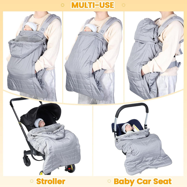 Orzbow Regencover Babytrage,Wasserdicht Babytrage Cover Winter mit Abnehmbare Kapuze mit Kordelzug,K