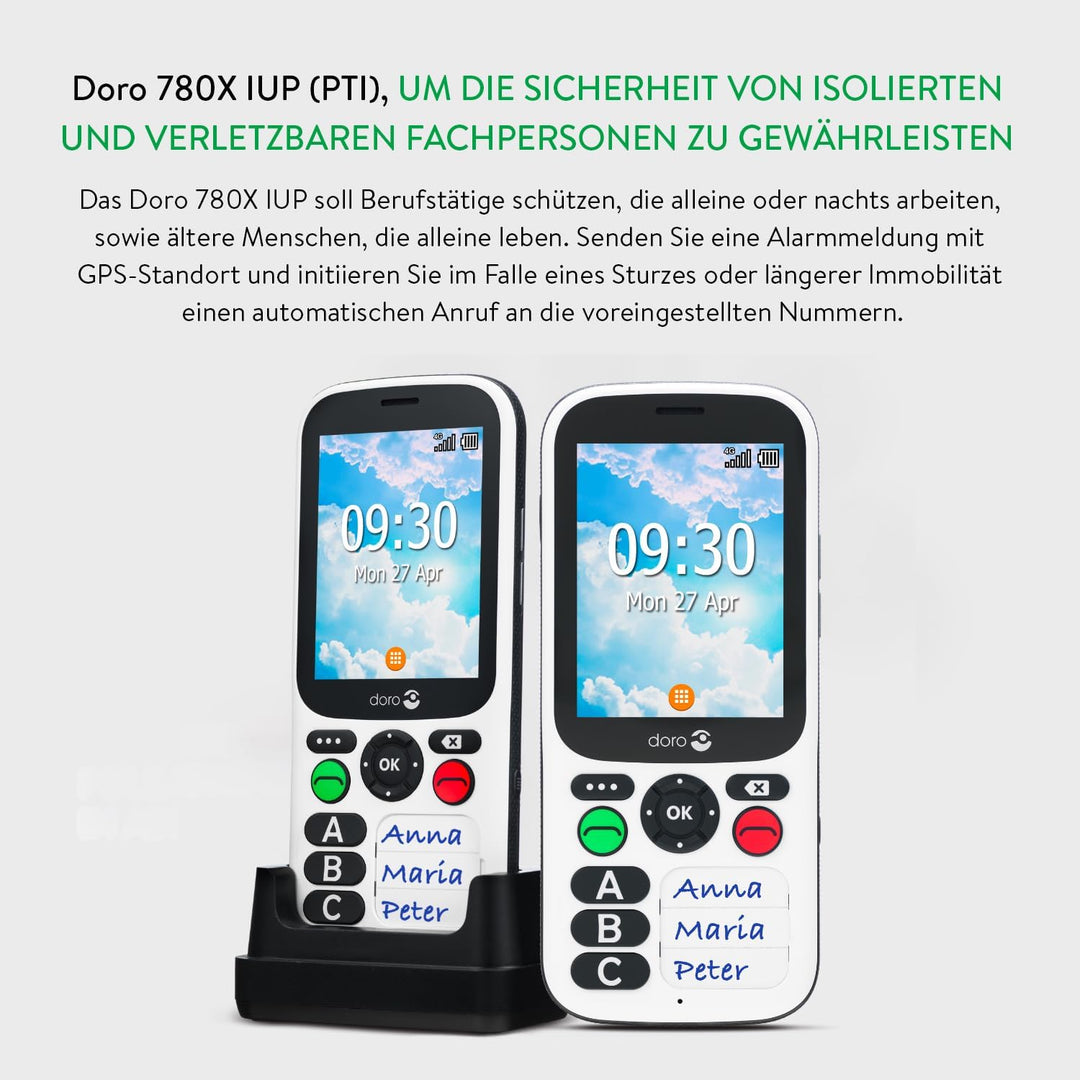 Doro - 780X IUP (PTI) – tragbares 4G entsperrt – Alarm für Arbeiter isoliert – GPS – Assistenztaste