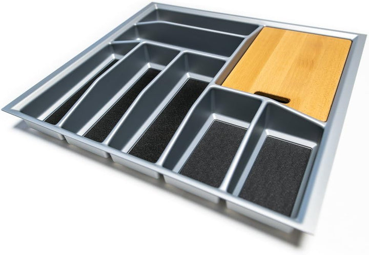 Generic Lana Solution Besteckeinsatz für 60 Schublade inkl. Schneidebrett, 473,5 mm x 497 mm, Silber