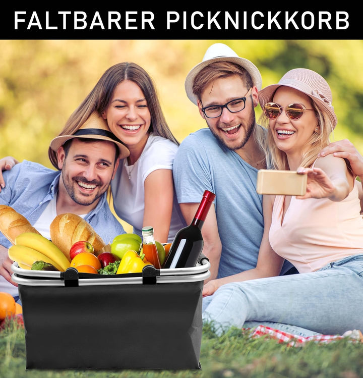 Einkaufskorb faltbar isoliert 25L | Isolierkorb mit gepolsterten Tragegriffen & Reissverschluss am D