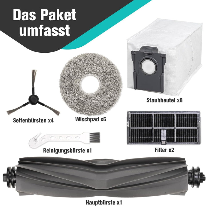 22 Stück Zubehörset für Dreame L10s Ultra Gen 2/L10s Pro Ultra Heat/Mova E30 Ultra/X30 Ultra, 1 Haup