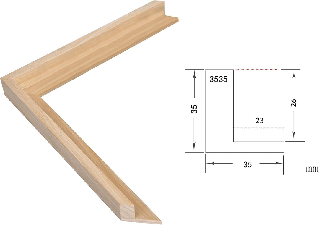 Artnova Schwebe-Leinwand 40 x 50 cm (Holzfarbe) - Holzrahmen montiert mit Aufhängeset - Stabiler Rah