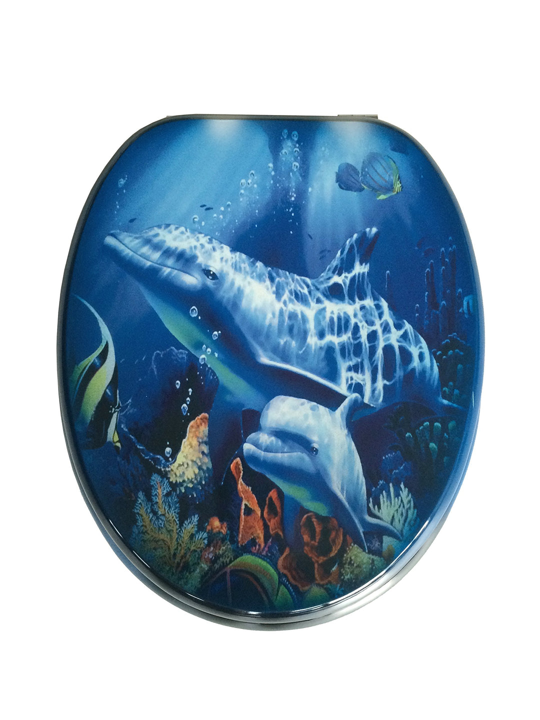 ADOB Design WC Sitz Klobrille Toilettendeckel Delphin, Holzkern, verstellbare Metallscharniere, univ