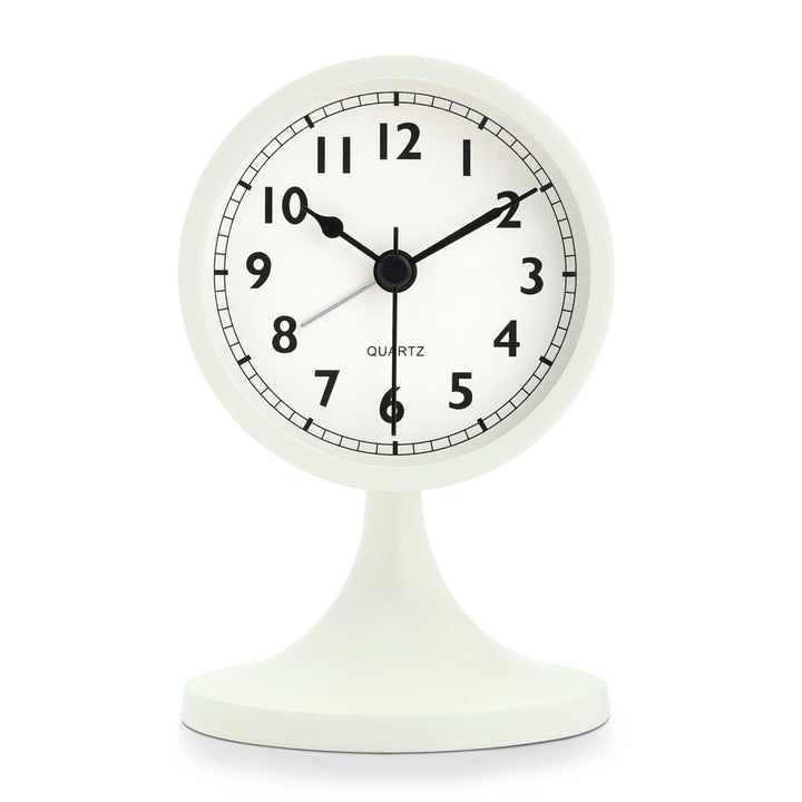Lafocuse Metall Wecker Weiss Retro Klassisch, Wecker Lautlos Ohne Ticken mit Nachtlicht und Schlumme