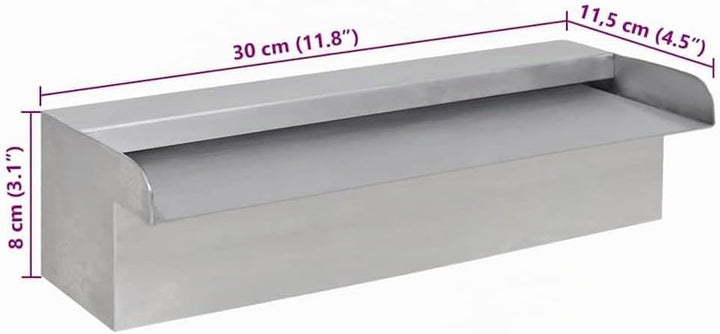 vidaXL Edelstahl Wasserfall 30cm Wasserauslauf Waterfall Wasserspiel Kaskade ohne LED/30 cm