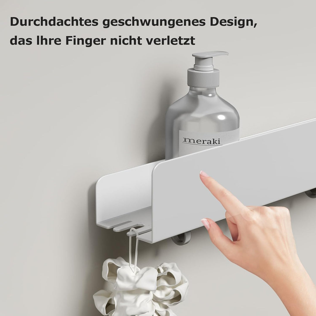 REKITA Duschablage ohne Bohren, Badezimmer Organizer 50 cm, Duschablage Edelstahl mit 5 Abnehmbaren