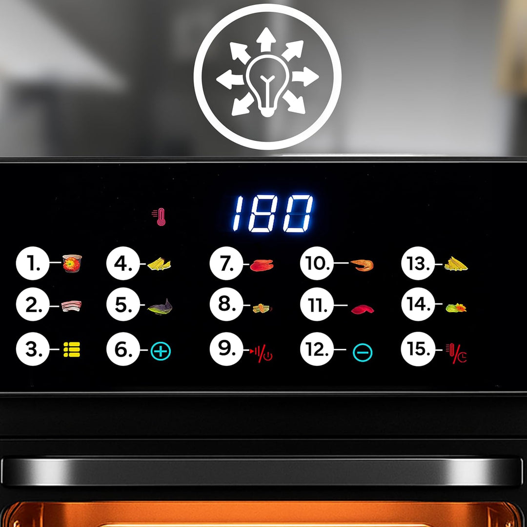 Retoo Heissluftfritteuse mit Backofenfunktion 12 L– Airfryer mit Sichtfenster & 10 Programmen 1350 W