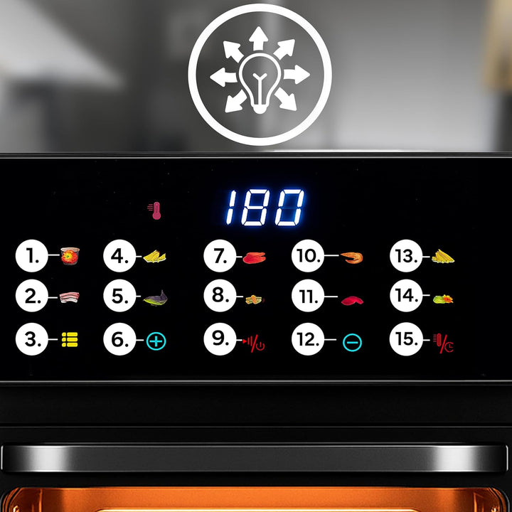 Retoo Heissluftfritteuse mit Backofenfunktion 12 L– Airfryer mit Sichtfenster & 10 Programmen 1350 W