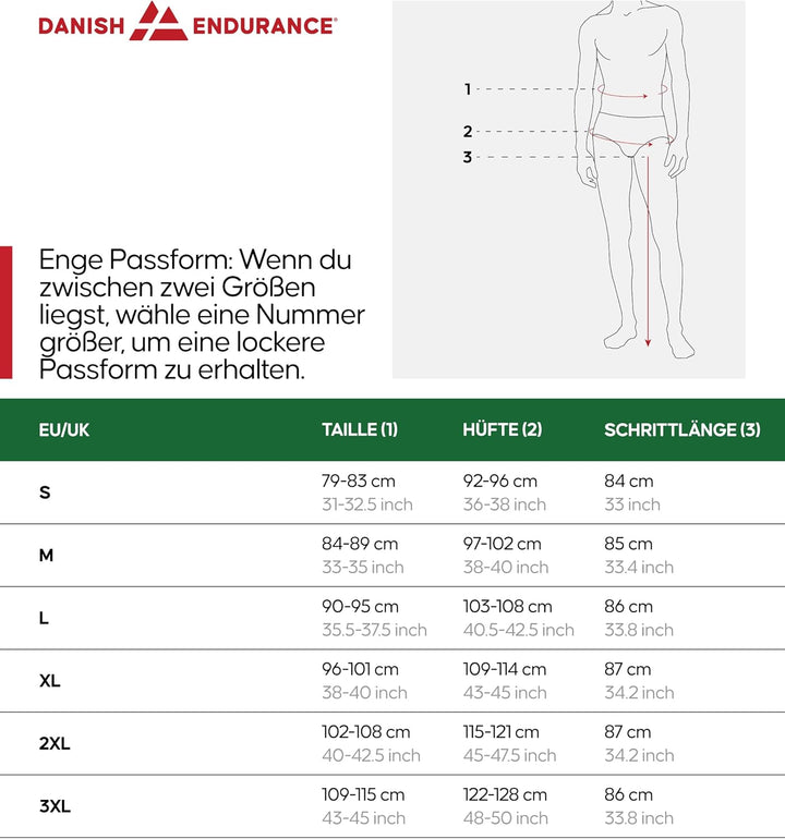 DANISH ENDURANCE Merino Thermounterhose Herren Lang, Premium Thermounterwäsche Herren, Funktionsunte