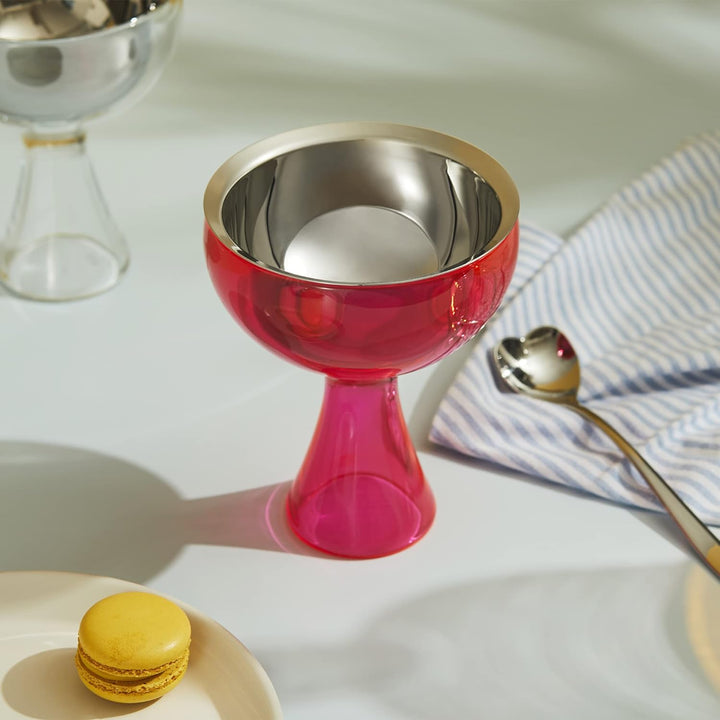 Alessi Big Love AMMI01S F - Set Bestehend aus einem Eisbecher und ein Eislöffel, aus Edelstahl 18/10