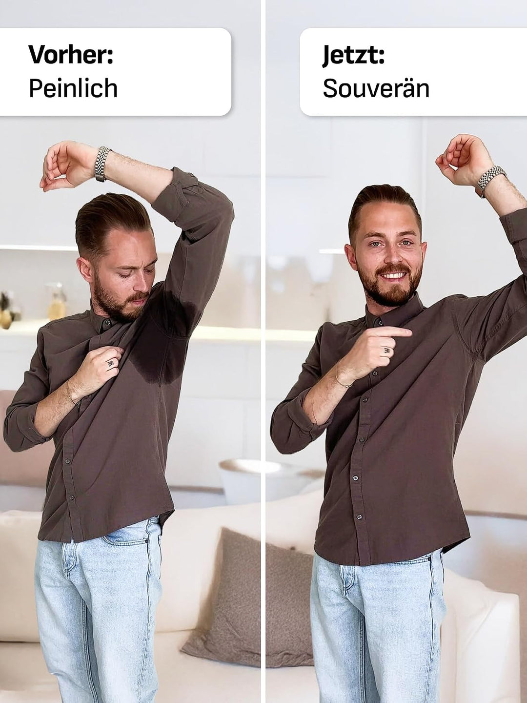 FINN Anti-Schweiss Shirt Herren mit Rundhals und integrierten Achselpads gegen Starkes Schwitzen - A
