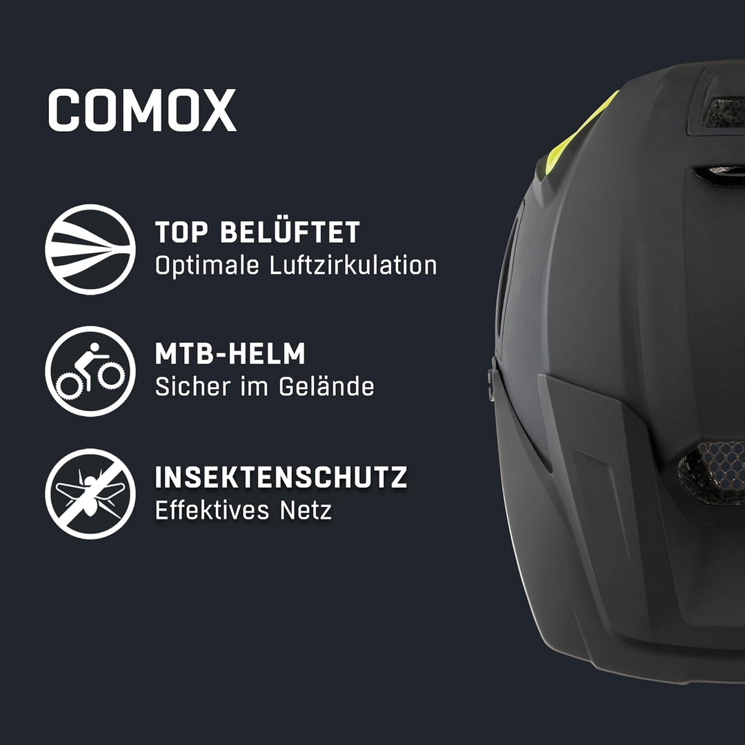 ALPINA COMOX - Widerstandsfähiger, Stossabsorbierender & Anpassbarer Enduro Fahrradhelm Mit kurzem S