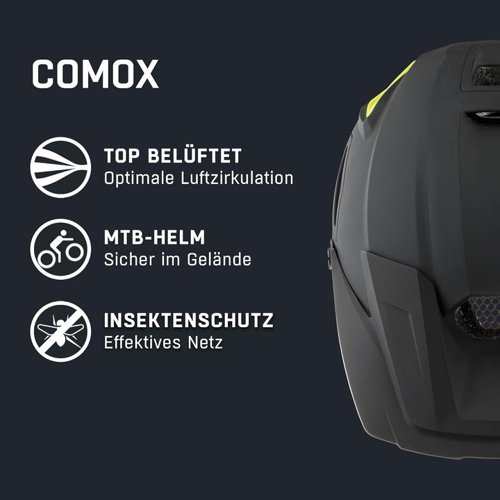 ALPINA COMOX - Widerstandsfähiger, Stossabsorbierender & Anpassbarer Enduro Fahrradhelm Mit kurzem S
