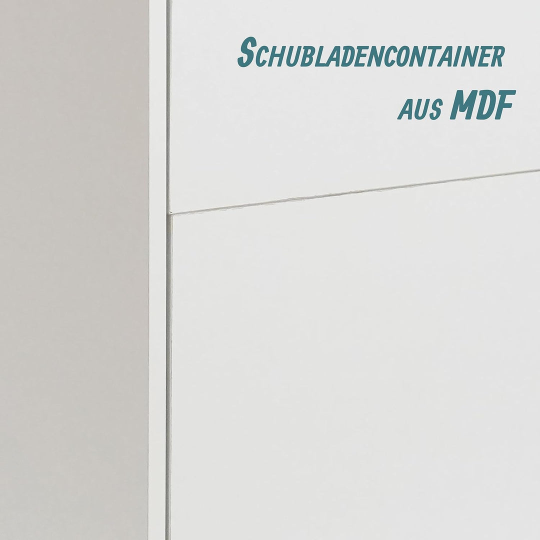 Relaxdays Rollcontainer, 2 Schubladen, Hängeregister, HxBxT: 57 x 40 x 40 cm, Schreibtischcontainer