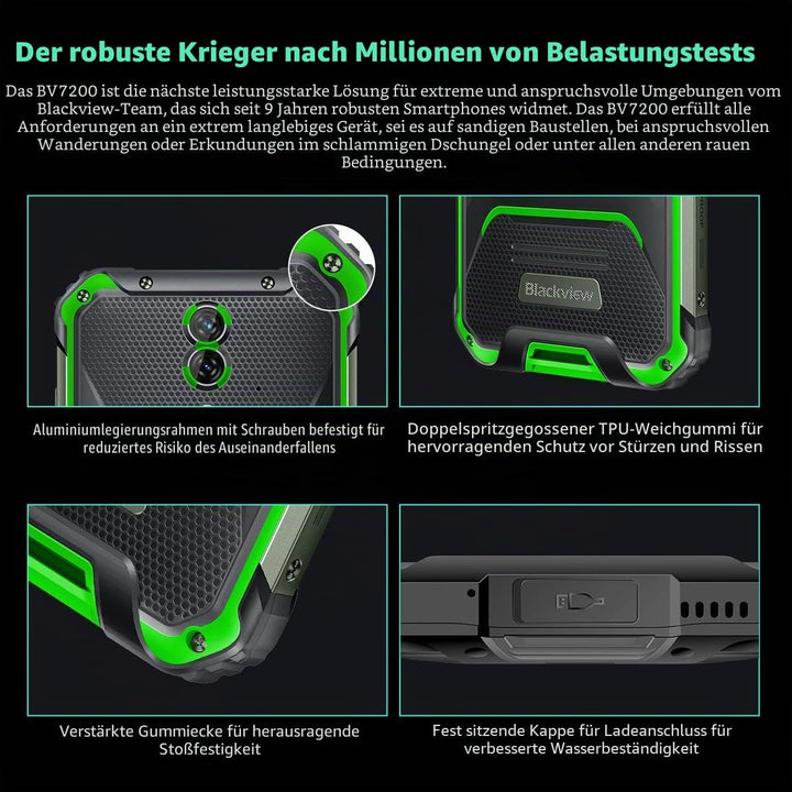 Blackview BV7200 Outdoor Handy ohne Vertrag, 50MP Dual Kamera, Helio G85 6GB+128GB, IP68 Android 12