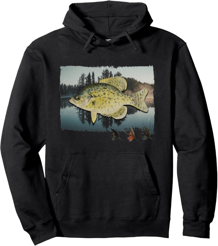 Vintage Bass tees and gifts, Fly fishing on rivers edge Pullover Hoodie