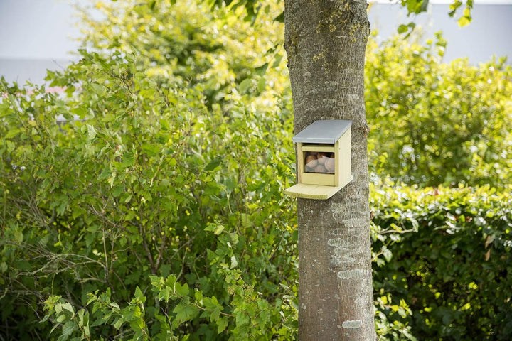 TRIXIE 59607 Futterstation für Eichhörnchen, Kiefernholz/Metall, 12 × 18 × 24 cm