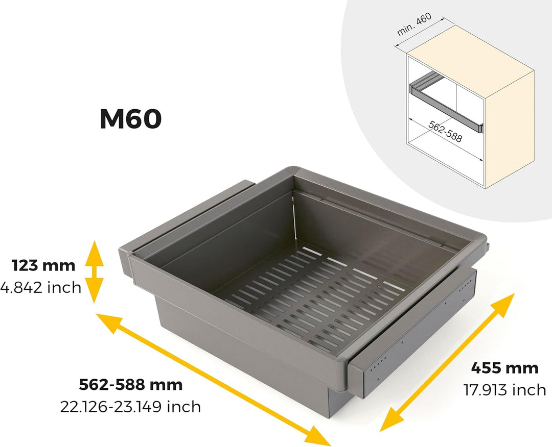 Emuca - Satz aus Metallkasten und ahmen für Schrank Quartz, mit Soft-Close- und Vollauszugsschienen,