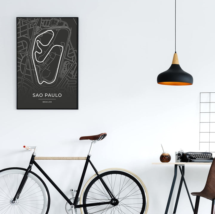 Vacentures Sao Paulo Rennstrecken Poster - Geschenk für Motorsport-Fans (50x70 CM), 50x70 CM