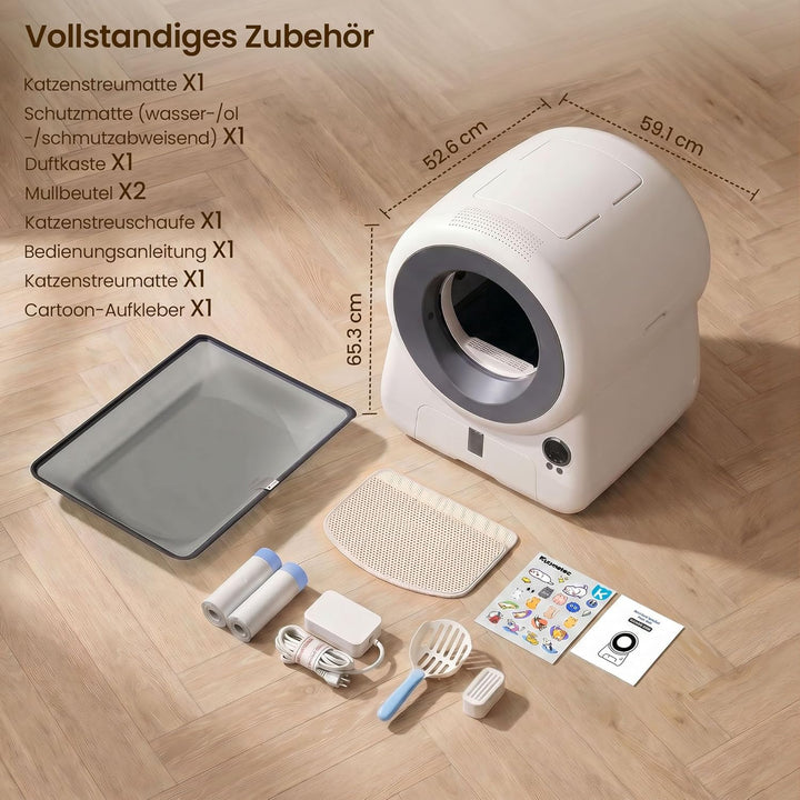 JUMMICO Automatisches Selbstreinigende Katzentoilette, XXXL 100L Innenvolumen, 12L Sammelbehälter, A