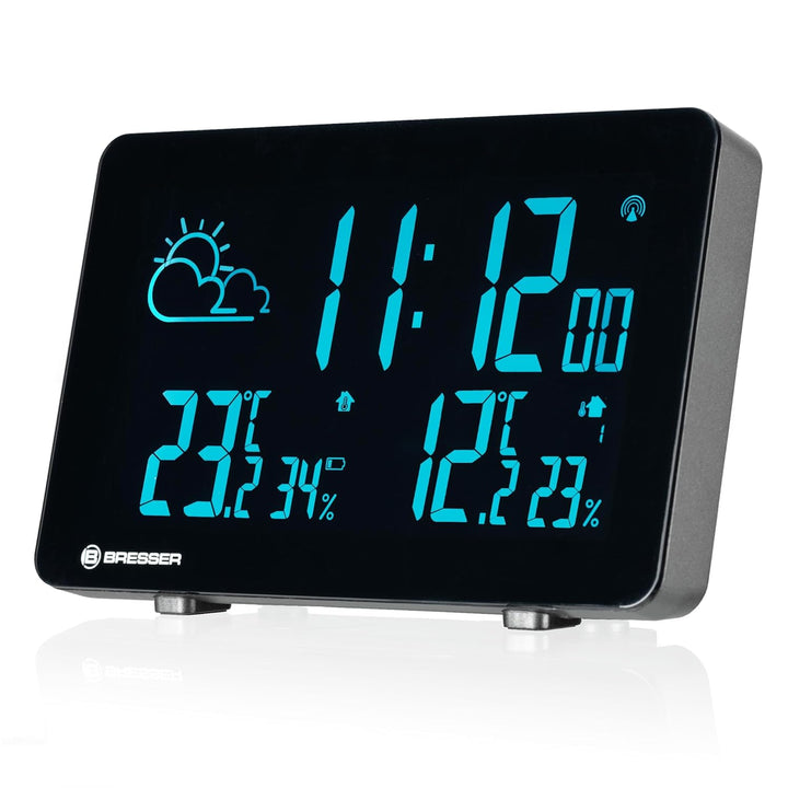 Bresser Funkwetterstation mit Farbwechsel, 256 Displayfarben, Wettervorhersage, Thermo-Hygrosensor,