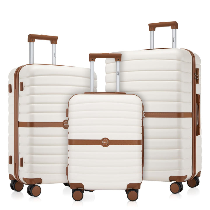 KONO Koffer Reisekoffer Trolley Kofferset 3 Teilig von ABS+PC Hartschalenkoffer mit Zwillingsrollen