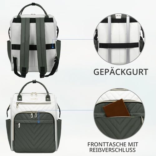 VANKEAN 15.6Zoll Laptop-Rucksack für Damen Herren,Beige-ArmeeGrün Beige-armee Grün 15.6", Beige-arme