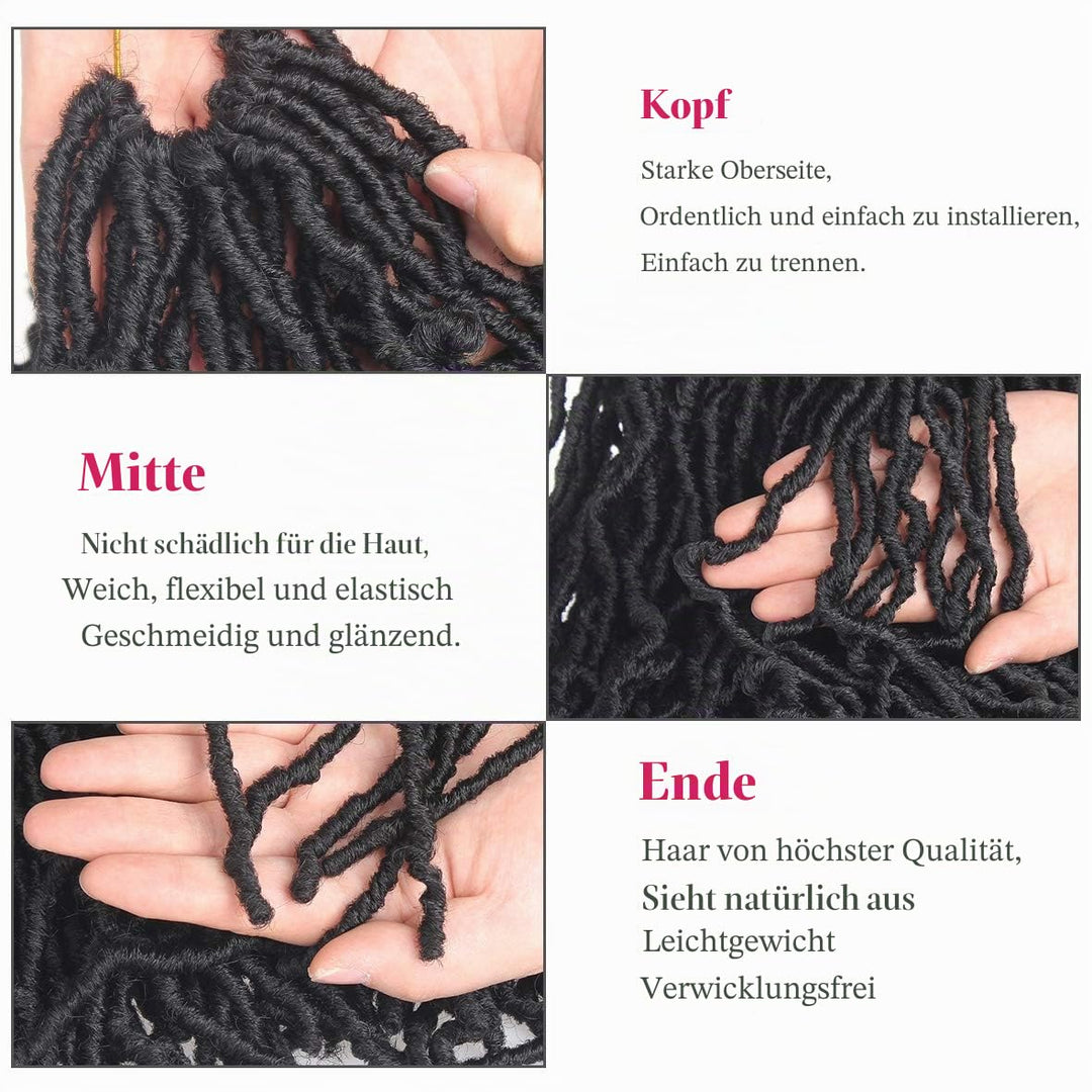 Leeven 24 Zoll Nu Faux Locs Crochet Hair 7 Packs Black Soft Messy Faux Locs Crochet Braids Distresse