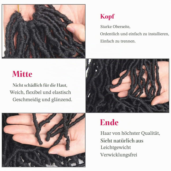 Leeven 24 Zoll Nu Faux Locs Crochet Hair 7 Packs Black Soft Messy Faux Locs Crochet Braids Distresse