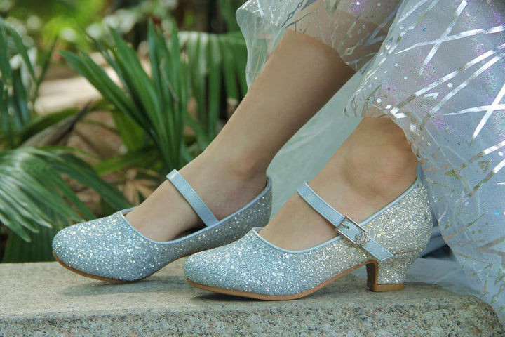EIGHT KM - Mädchen High Heel Kleid Schuhe - Mary Jane Prinzessin Hochzeit Pumps - Funkelnder Glitzer