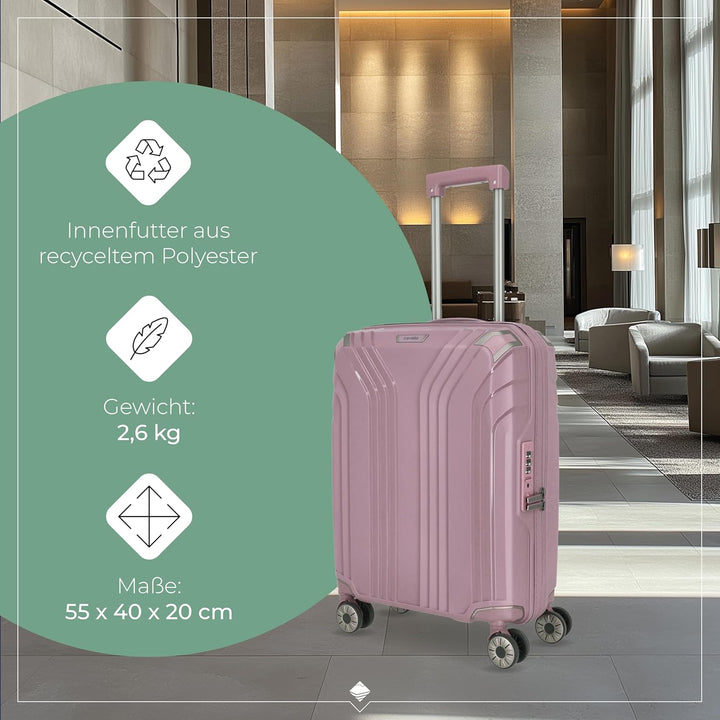 Travelite 4-Rad Hartschalen Handgepäck Koffer klein mit recyceltem Innenfutter, Gepäck Serie ELVAA: