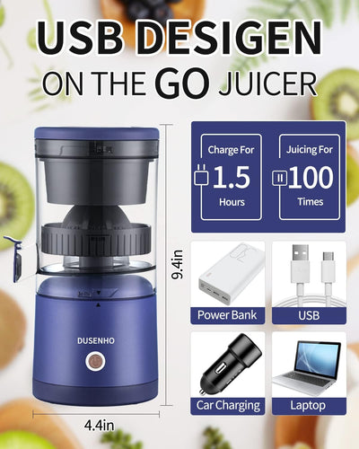 Zitronenpresse Elektrisch Organgenpresse Tragbare USB-Aufladung Juicer Entsafter für Orange, Zitrone