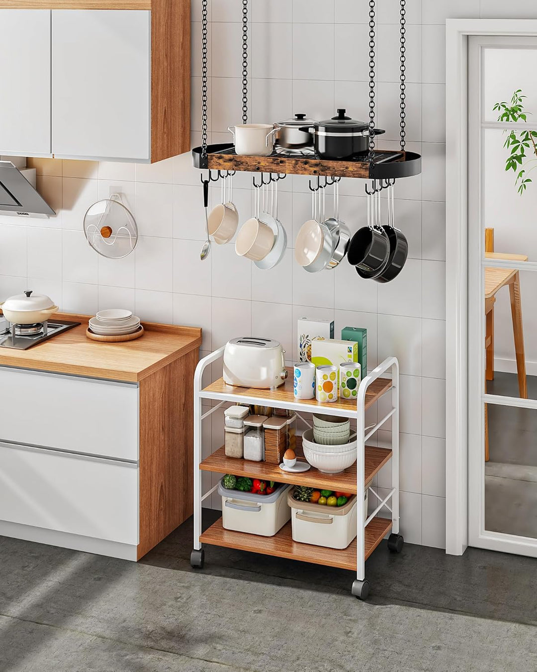 80,5 cm Wandregal Küche, hängendes Küchenregal, Topfregal Deckenregal, Topfdeckelhalter, Pfannenhalt