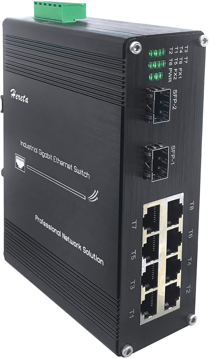 Industrieller Ethernet Switch 8 TP-Ports 10/100/1000Base-TX und 2 SFP optische Ports 1000Base-FX geh