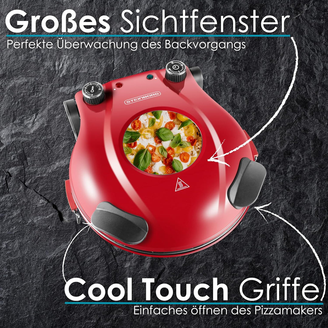 Pizzaofen elektrisch mit 32 cm Pizzastein | 390°C | Pizzabackofen | Pizza-Backstation | Elektrischer