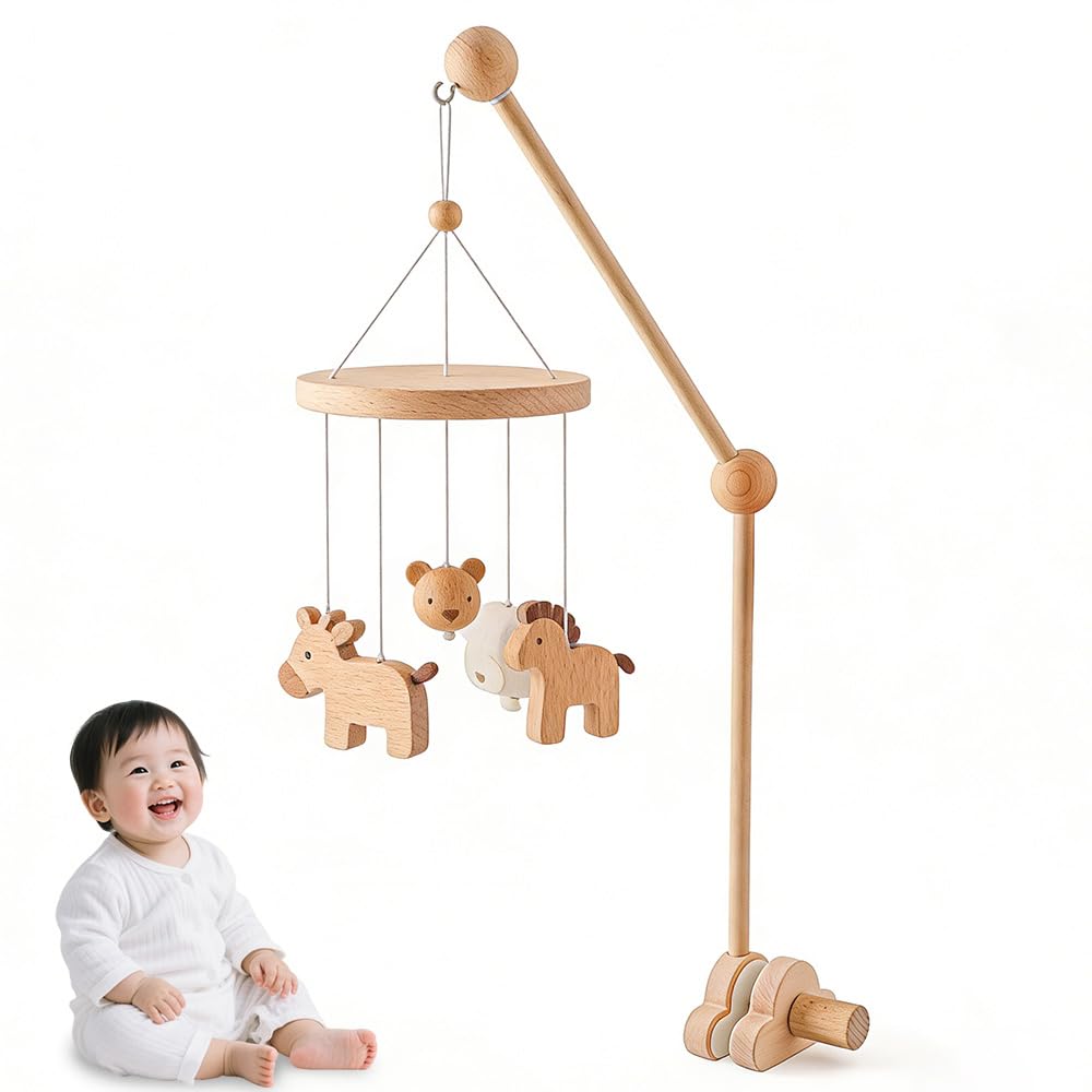 Mobile Halterung Wickeltisch, Wolken Holz Himmelstange Babybett, Abnehmbarer Mobile Halterung Holz H