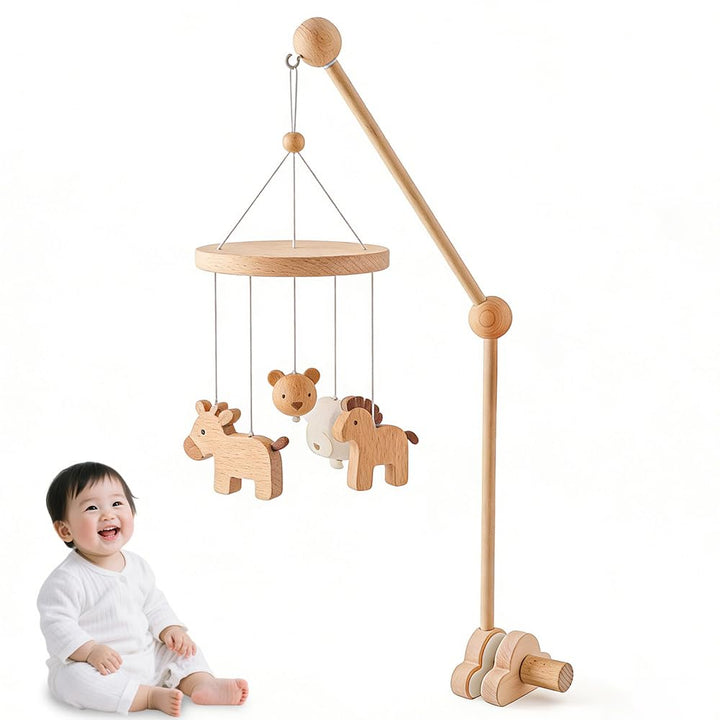 Mobile Halterung Wickeltisch, Wolken Holz Himmelstange Babybett, Abnehmbarer Mobile Halterung Holz H