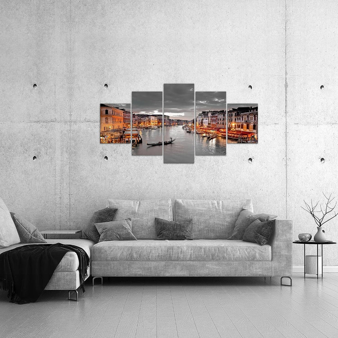 Runa Art Bild Wohnzimmer Schlafzimmer Venedig Italien 5 Teilig Panorama Grau Braun Wandbilder auf Vl