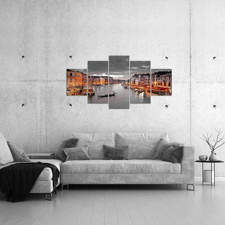 Runa Art Bild Wohnzimmer Schlafzimmer Venedig Italien 5 Teilig Panorama Grau Braun Wandbilder auf Vl